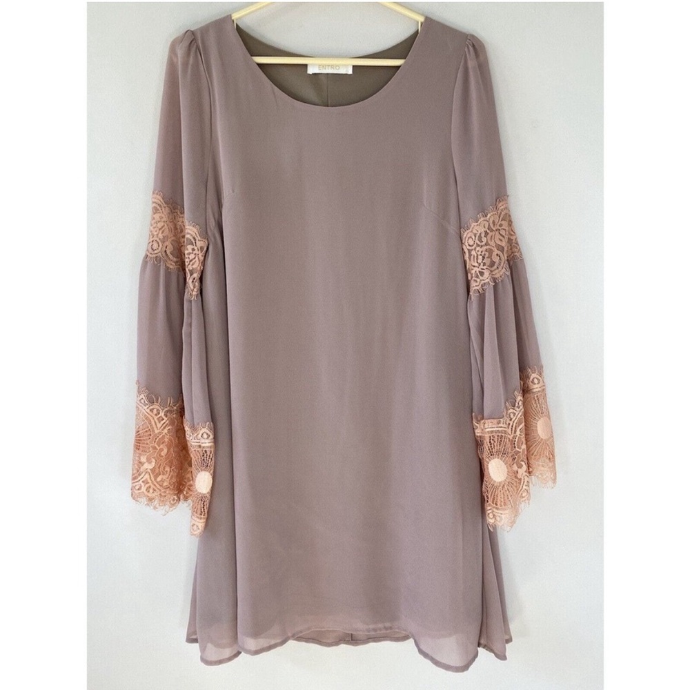 entro Taupe gray Ruffled Sheath Dress